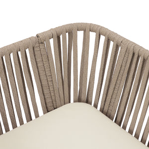 Acacia Wood Outdoor Corner Chair with Rope Back & Weather-Resistant Cushion