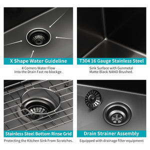 Undermount Kitchen Sink 16 Gauge Stainless Steel