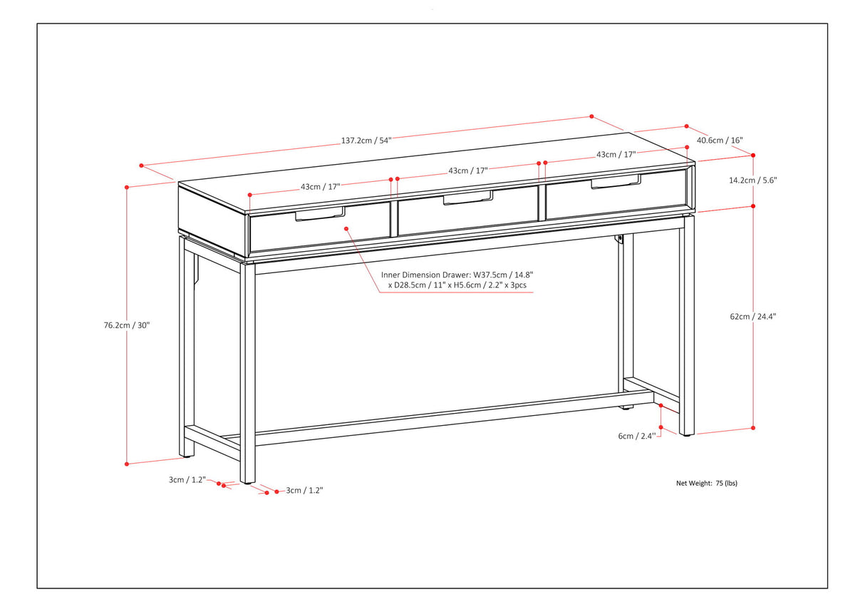 Banting - Wide Console Table - Walnut Brown