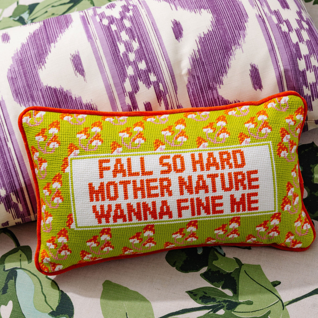 Fall So Hard Needlepoint Pillow
