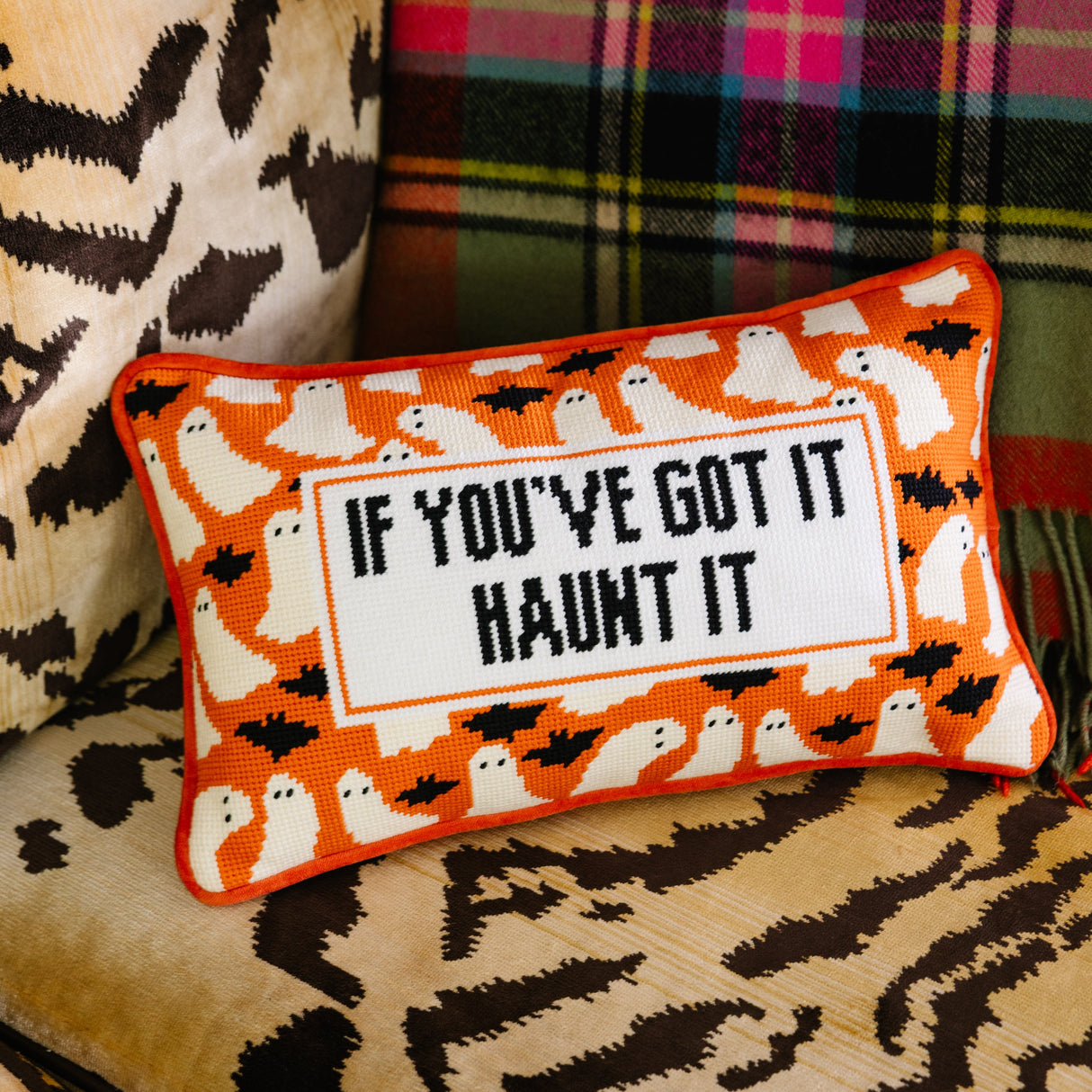 Haunt It Needlepoint Pillow