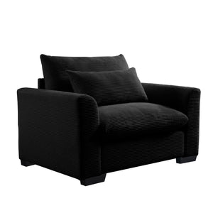 Black Corduroy Deep Seat Single Sofa Accent Chair