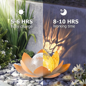 Set of 2 Lotus Solar Garden Lights – Waterproof Cracked Glass Outdoor Decor Lamps