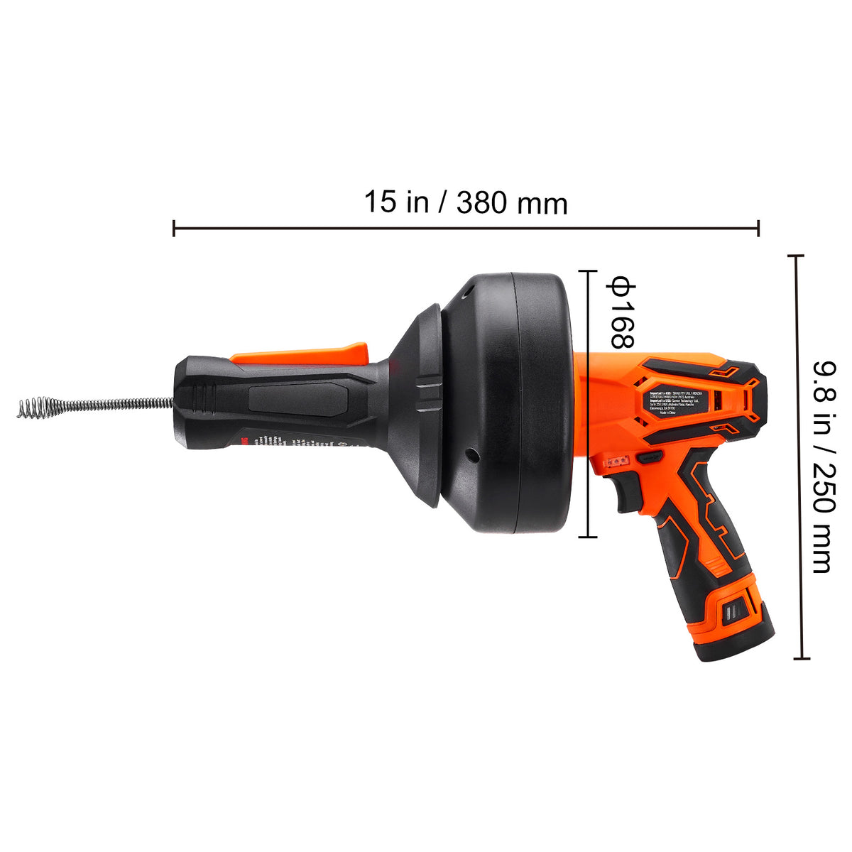 12V Electric Drain Auger, 25FT Cordless Plumbing Snake