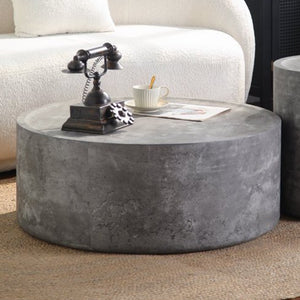 39.37" Round Coffee Table with Faux Concrete Finish