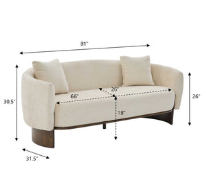 81 in. Curved Boucle Sofa with Wooden Base