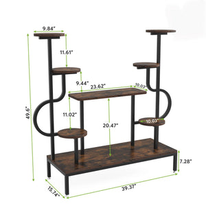 8 Tier Plant Stand With Round And Square Shelves For Living Room, Patio, Balcony & Garden - Brown / Black