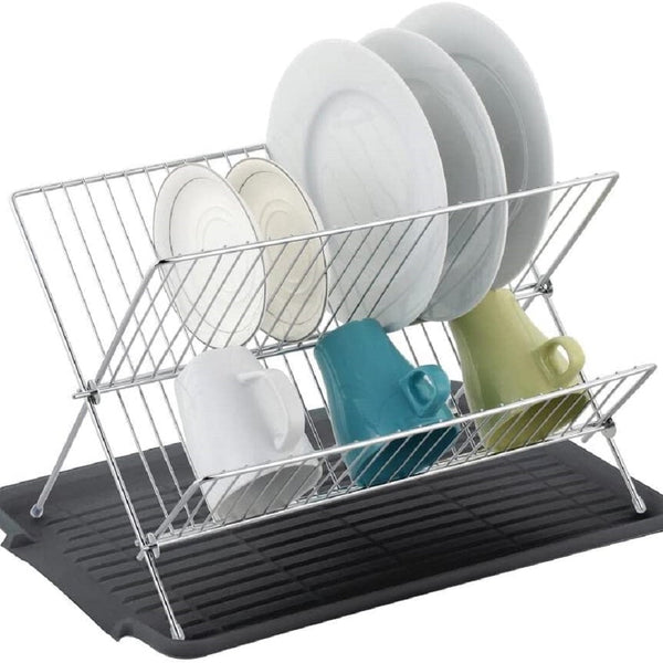 17 inch X Shaped Stainless Steel 2-Tier Dish Rack for Kitchen Counter