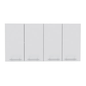 Wall Cabinet Four Doors, With Two Internal Shelves And Internal Plate And Glass Organizer - White