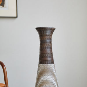 Tall Standing Designer Floor Vase Durable Artificial Rattan Elegant 2 Tone Finish Ideal Decor Accent For Living Room, Bedroom, Entryway Stylish Home Decor Statement Piece - Black / Gray