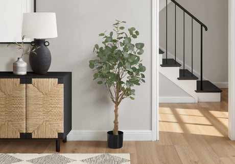 46" Tall, Artificial Plant, Eucalyptus Tree, Indoor, Faux, Fake, Floor, Greenery, Potted, Decorative - Green / Black - Best Buy Furniture