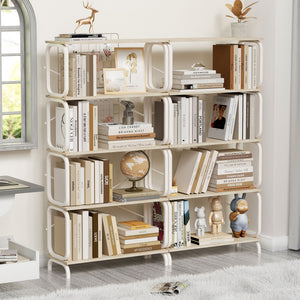5 Tier Industrial Bookshelf, Tall Bookcase With Open Design, Vintage Storage Organizer