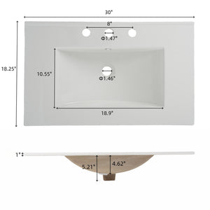 Bathroom Vanity With Ceramic Sink, Freestanding Cabinet - Antique Natural / Brown