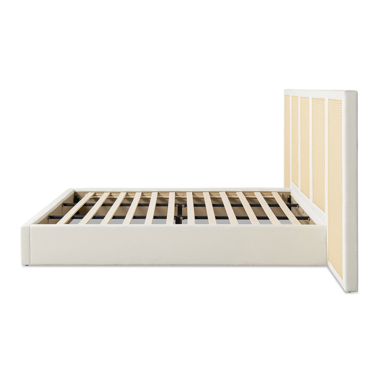 Capri Extended Headboard Cane Platform Bed, Antique