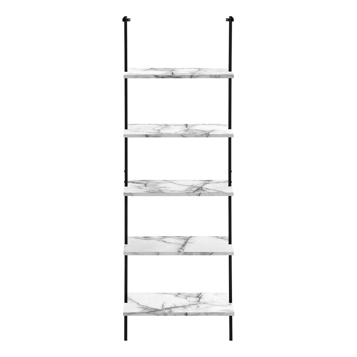 Bookshelf, Bookcase, Etagere, Ladder, 5 Tier, For Office, Marble Look Contemporary & Modern