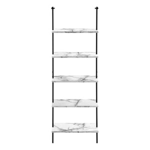 Bookshelf, Bookcase, Etagere, Ladder, 5 Tier, For Office, Marble Look Contemporary & Modern