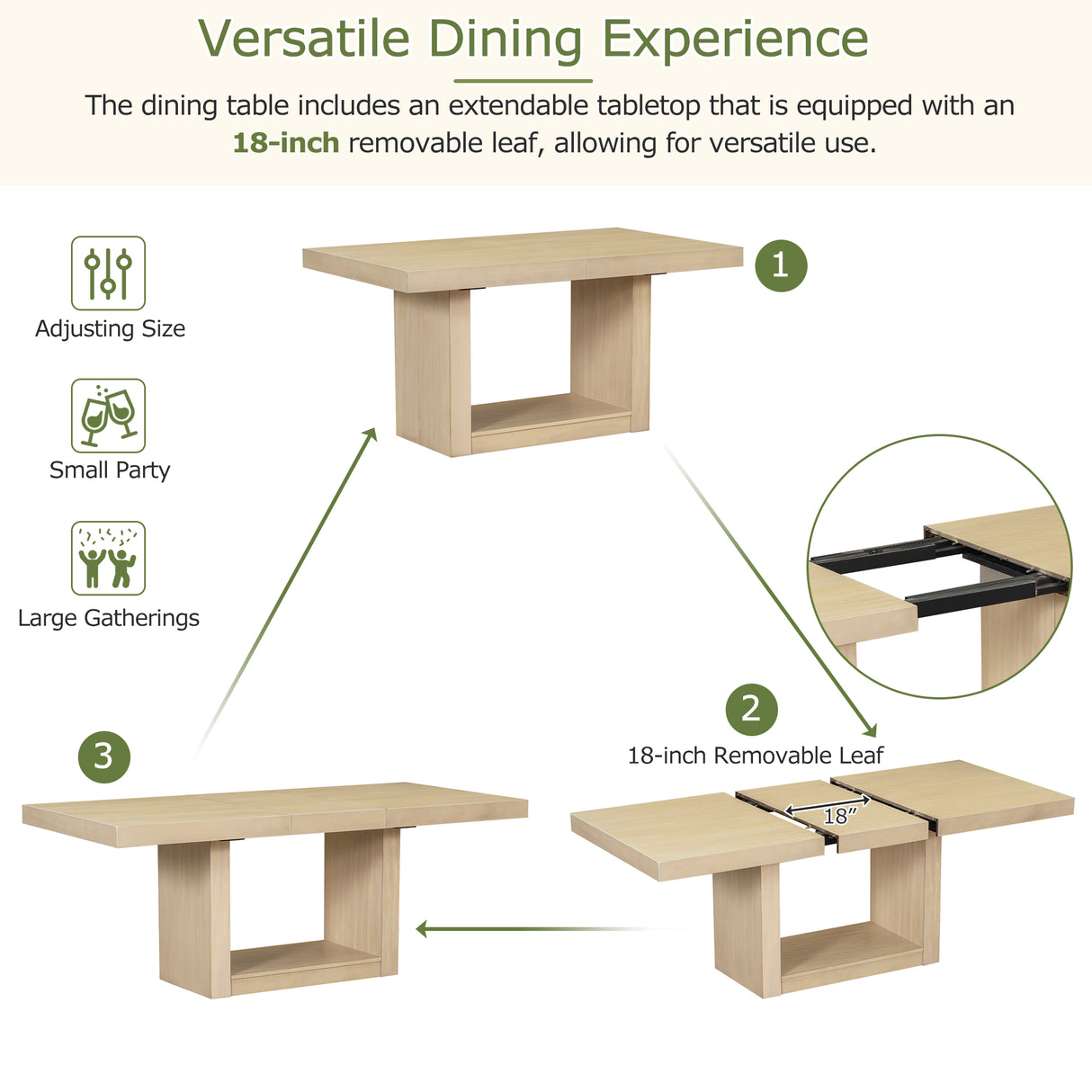 TOPMAX Contemporary 6-Piece Extendable Pedestal Dining Table Set