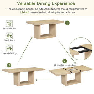 TOPMAX Contemporary 6-Piece Extendable Pedestal Dining Table Set
