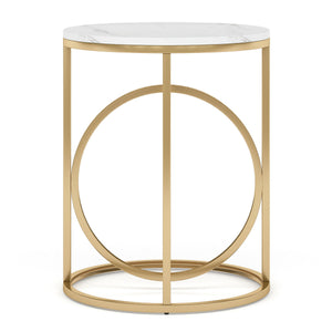 Round End Table - White / Gold