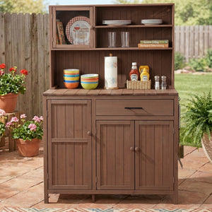 TOPAMX Potting Bench with Hutch, Solid Fir Wood Garden Workstation
