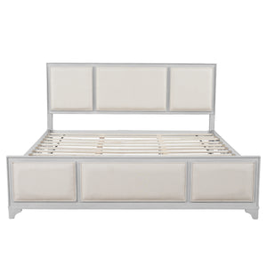 King Size Bed Frame with Upholstered Headboard