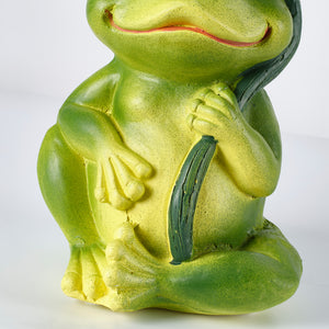 Magnesium Oxide Frog Stool Garden Statue with Lotus Leaf Seat - Outdoor Decor