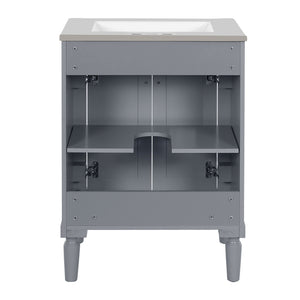 Bathroom Vanity With Top Sink, 2 Tier Storage Cabinet