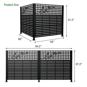 W48" x H47.3" Metal Privacy Screen with Rose Design
