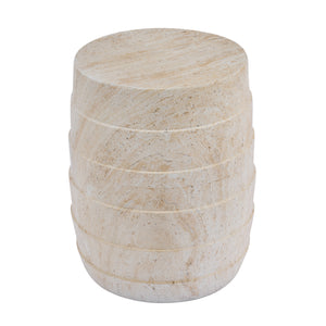 Modern Cylindrical Travertine-Look MGO Outdoor Side Table