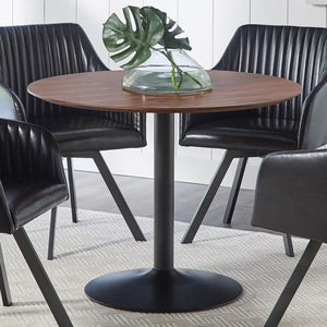 Round Dining Table With Pedestal Base - Warm Walnut