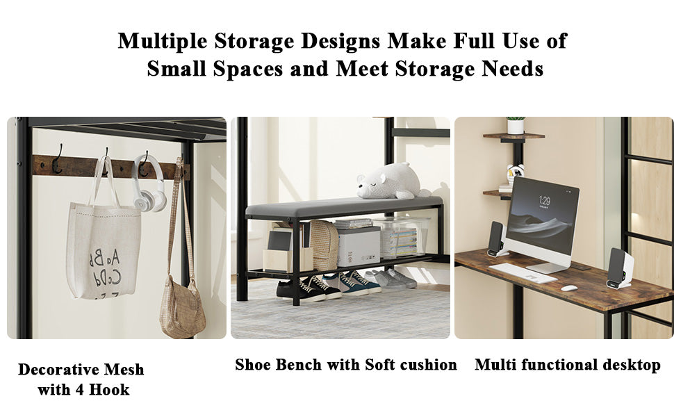 Twin Size Loft Bed Frame with Storage
