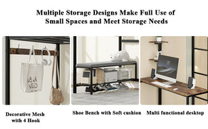 Twin Size Loft Bed Frame with Storage