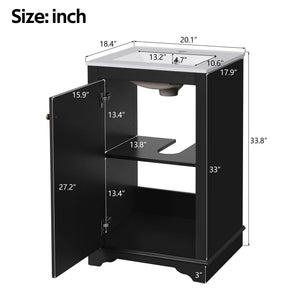 Bathroom Vanity With Sink, Freestanding Single Cabinet Set, Soft Close Door, Adjustable Shelf