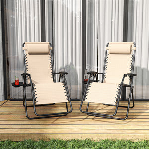 Zero Gravity Folding Lounge Chair with Headrest & Removable Tray
