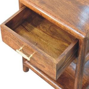 Solid Wood Regency Chestnut Nightstand, 1-Drawer, 1 Open-Slot