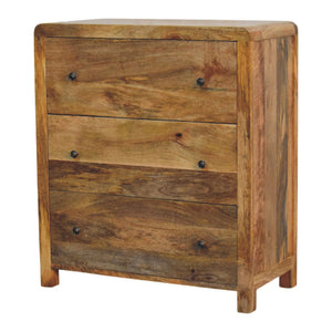 Solid Wood Oakish Three Drawer Chest