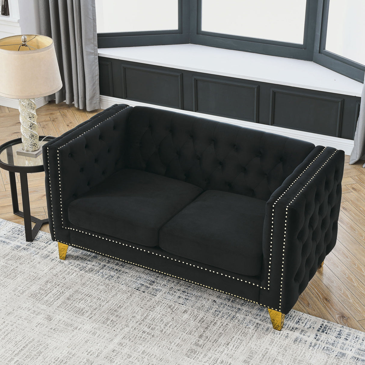 Upholstered Couch Sofa With Button Tufting For Living Room
