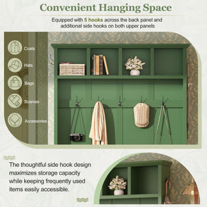 Farmhouse Hall Tree with Storage Bench - Particle Board & MDF