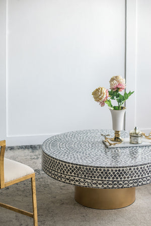 Unique Capiz Coffee Table & Pedestal Base