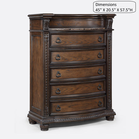 5 Drawer Tall Chest - Brown / Coffee