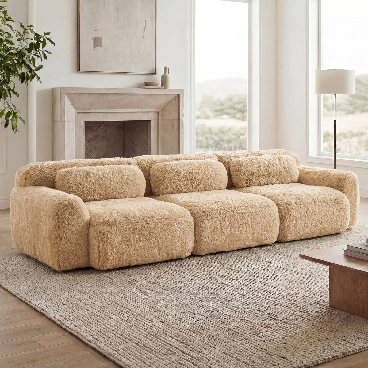 114'' Soft And Fluffy Modular Sectional Sofa