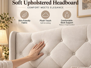 King Size Upholstered Platform Bed Frame
