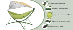 Portable Outdoor Hammock with Quick-Fold Stand and Adjustable Sunshade