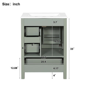 Bathroom Vanity With Sink, Soft-Close Doors, Double-Layer Shelf And 3 Drawers