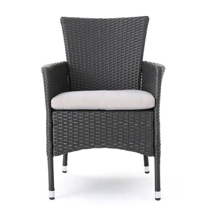 Dimensional Outdoor Dining Chair With Cushion Seat And Iron Frame (Set of 2)