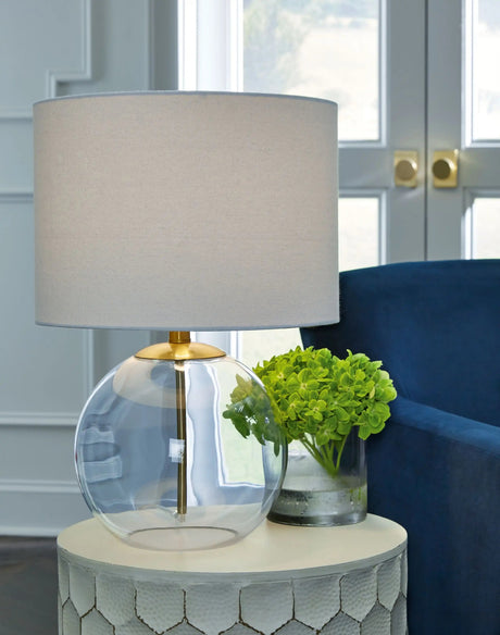 Samder - Glass Table Lamp - White - Best Buy Furniture