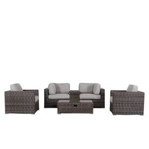Wicker Seating Group Set With Table And Cushions