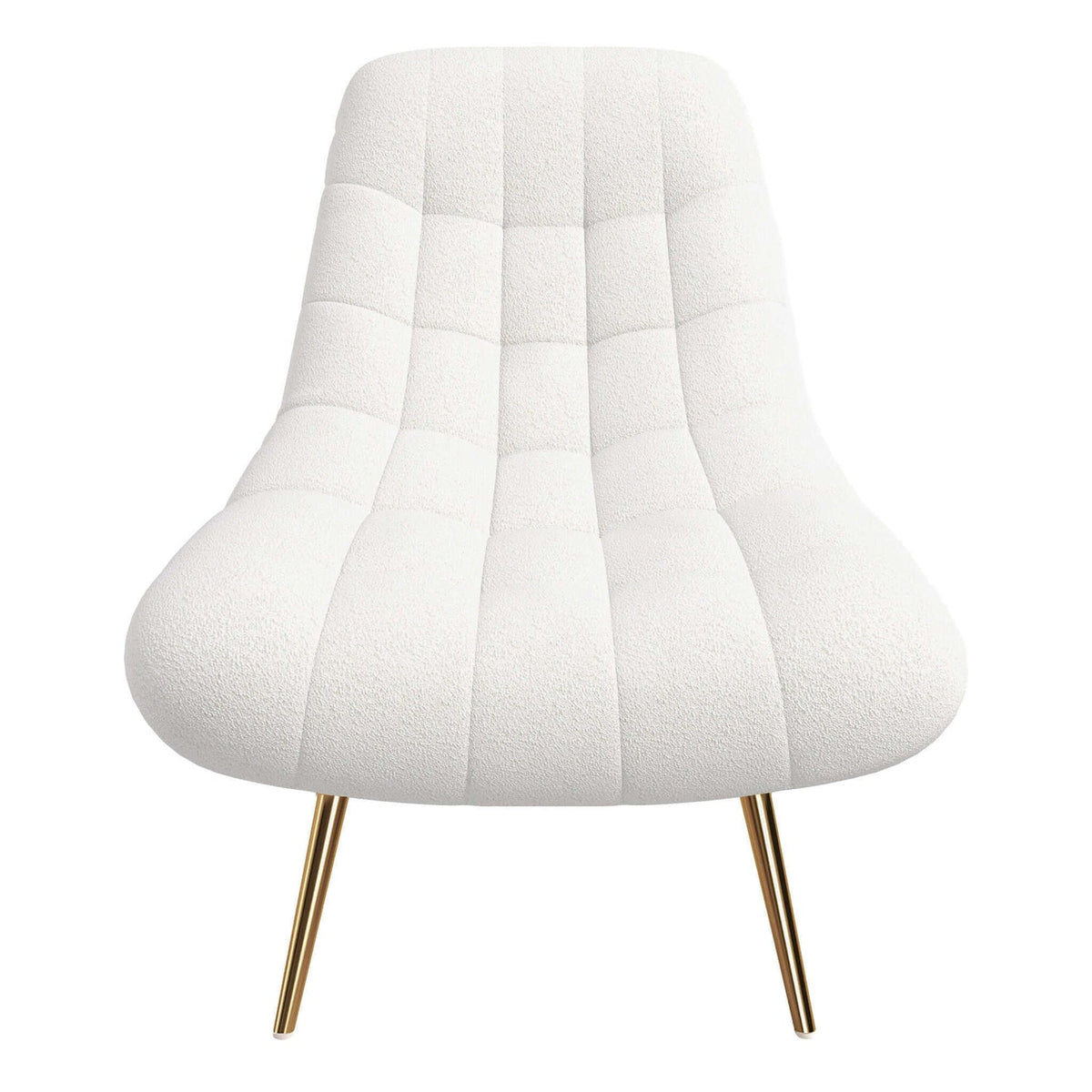 Aubrey French Boucle Lounge Chair with High-Density Foam - White Boucle
