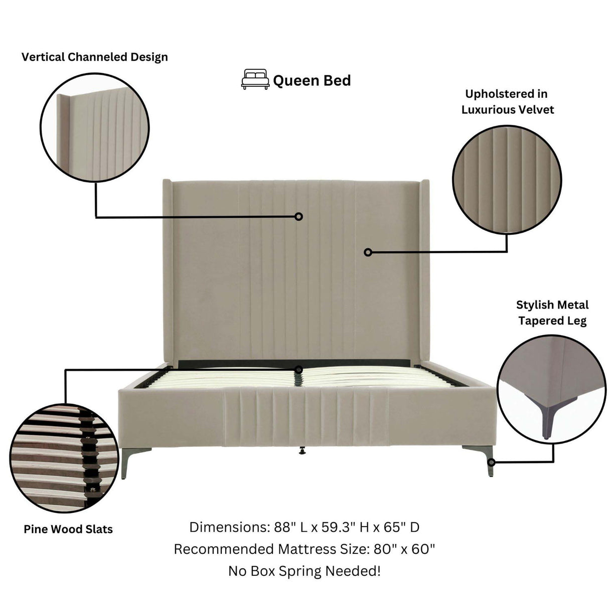Promenade - Bed With Upholstered Headboard And Slats