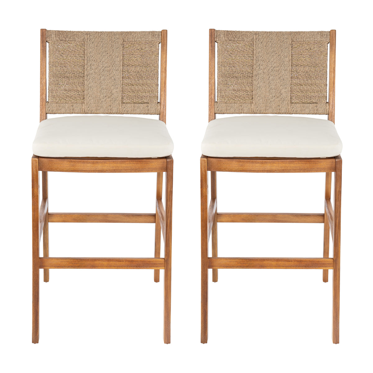 Outdoor Acacia Wood Bar Stools (Set of 2)